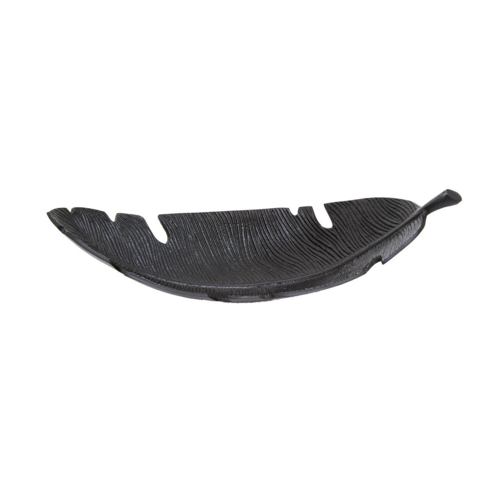 Prato Black Finish Curved Leaf Dish Sterling Home 1