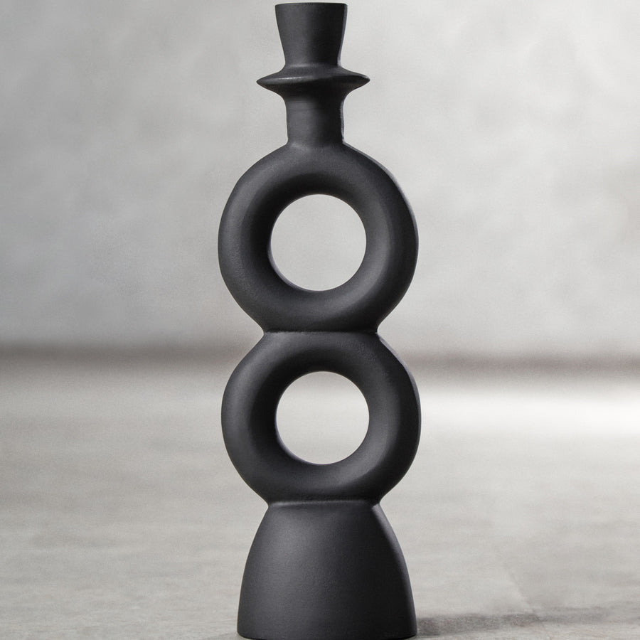 Hapax Large Black Candle Holder Sterling Home 2