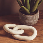 Cato White Wood Two Link Chain Decor