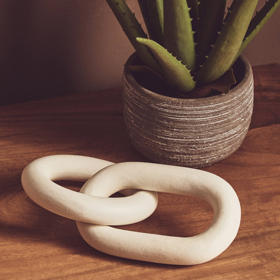 Cato White Wood Two Link Chain Decor Sterling Home 1