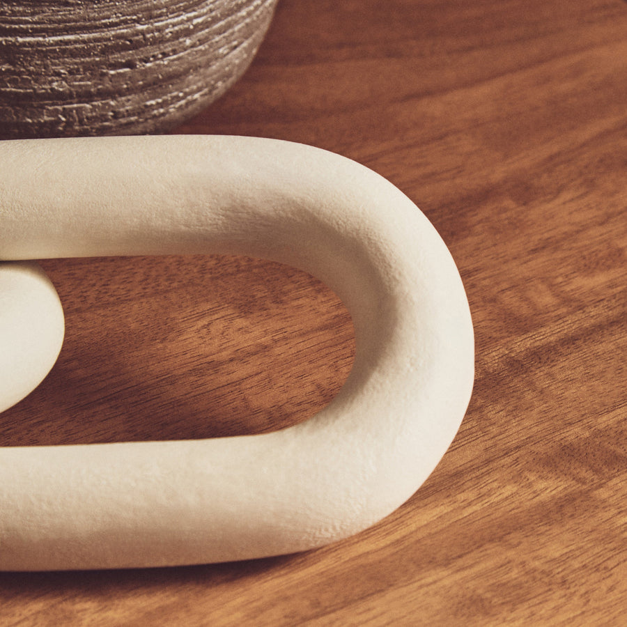Cato White Wood Two Link Chain Decor Sterling Home 2