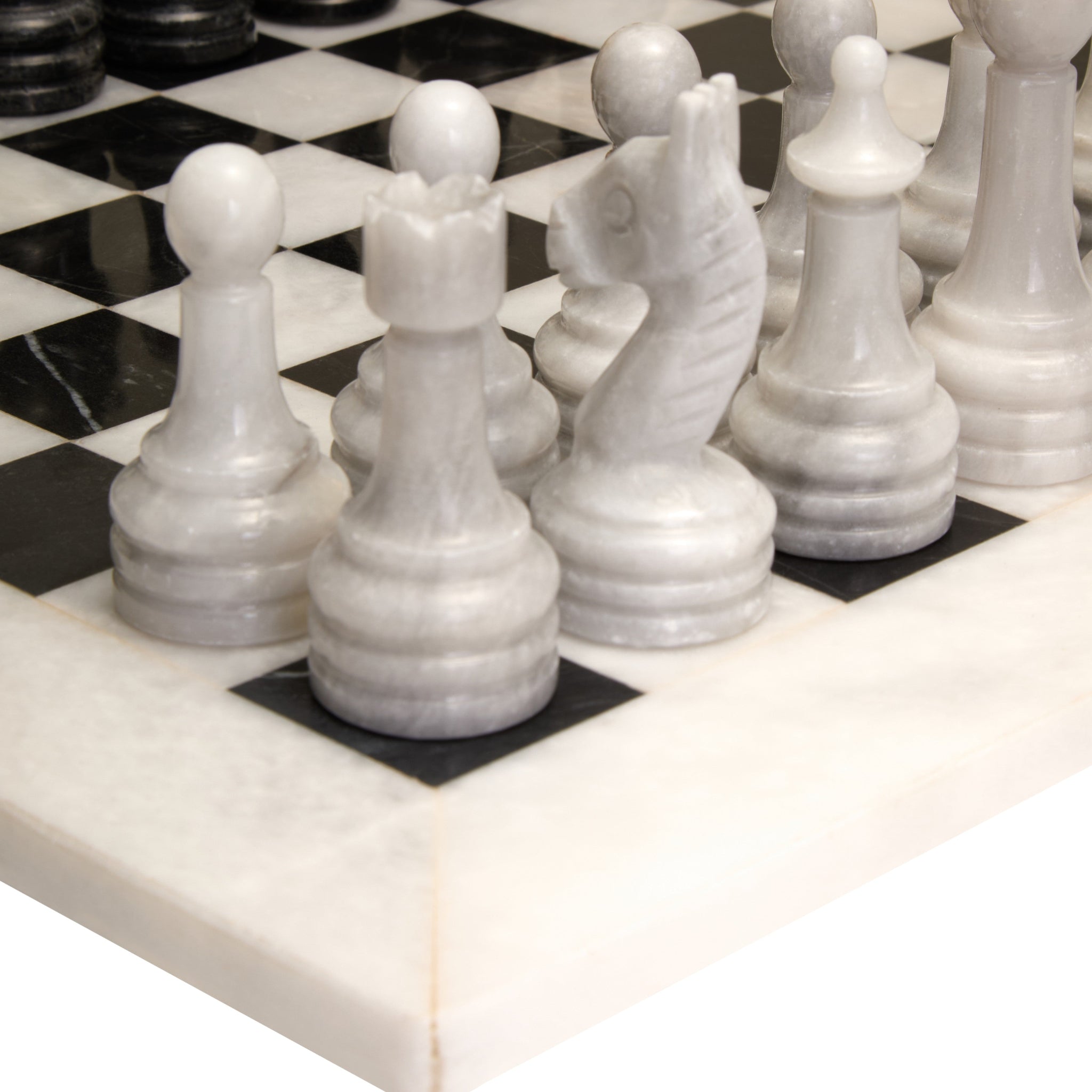 Flos Carved White and Black Large Marble Chess Set