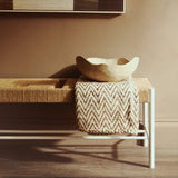 Densita Large Textured Beige Whitewash Bowl