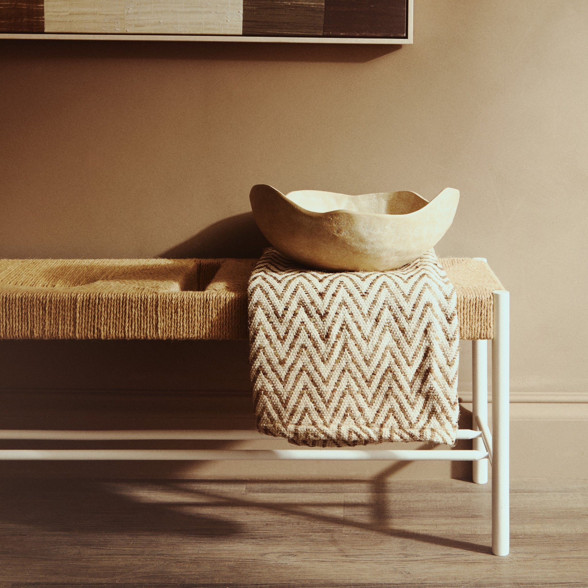 Densita Large Textured Beige Whitewash Bowl
