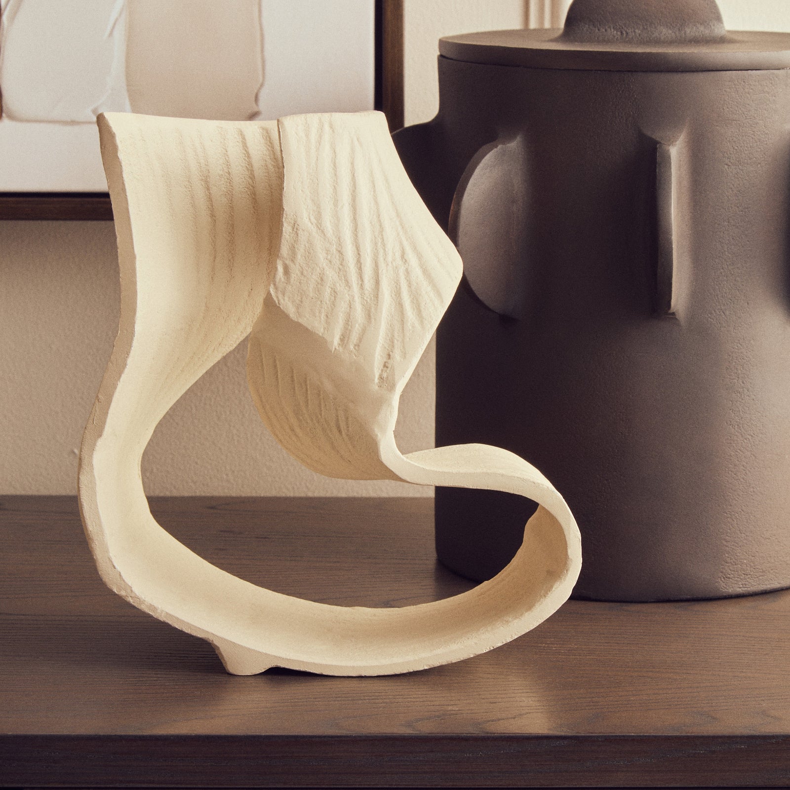 Prato Small Cream Abstract Swirl Sculpture - Prato Small Cream Abstract Swirl Sculpture Sterling Home 1