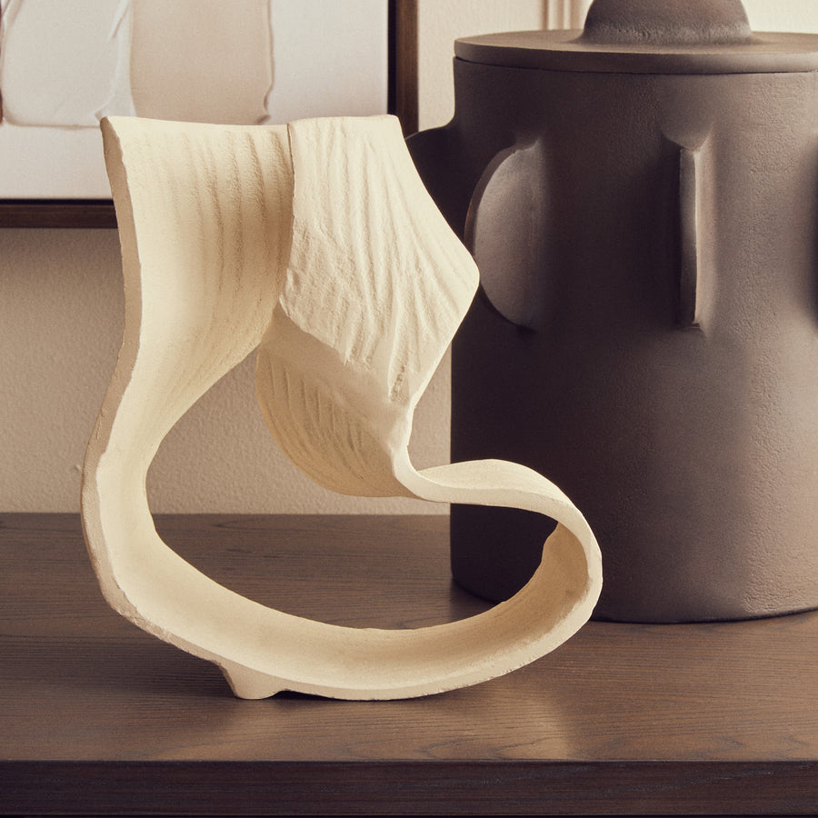 Prato Small Cream Abstract Swirl Sculpture - Prato Small Cream Abstract Swirl Sculpture Sterling Home 1
