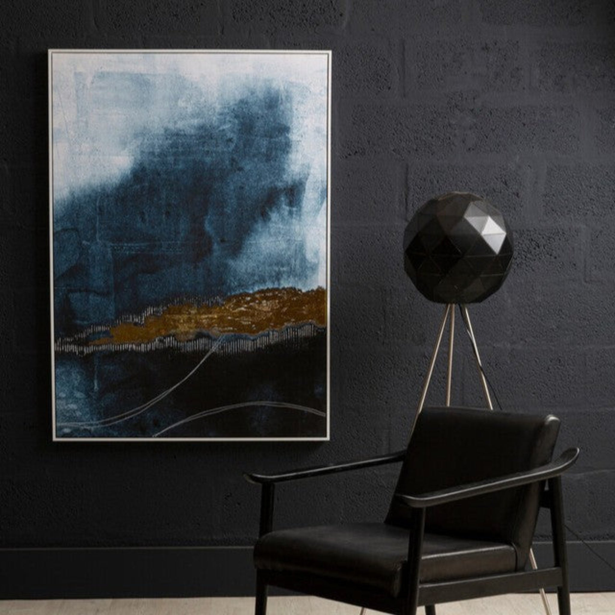 Astratto Blue And Gold Wall Art Sterling Home 1