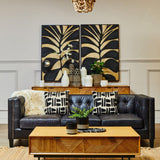 Astratto Canvas Black Leaf Design Wall Art