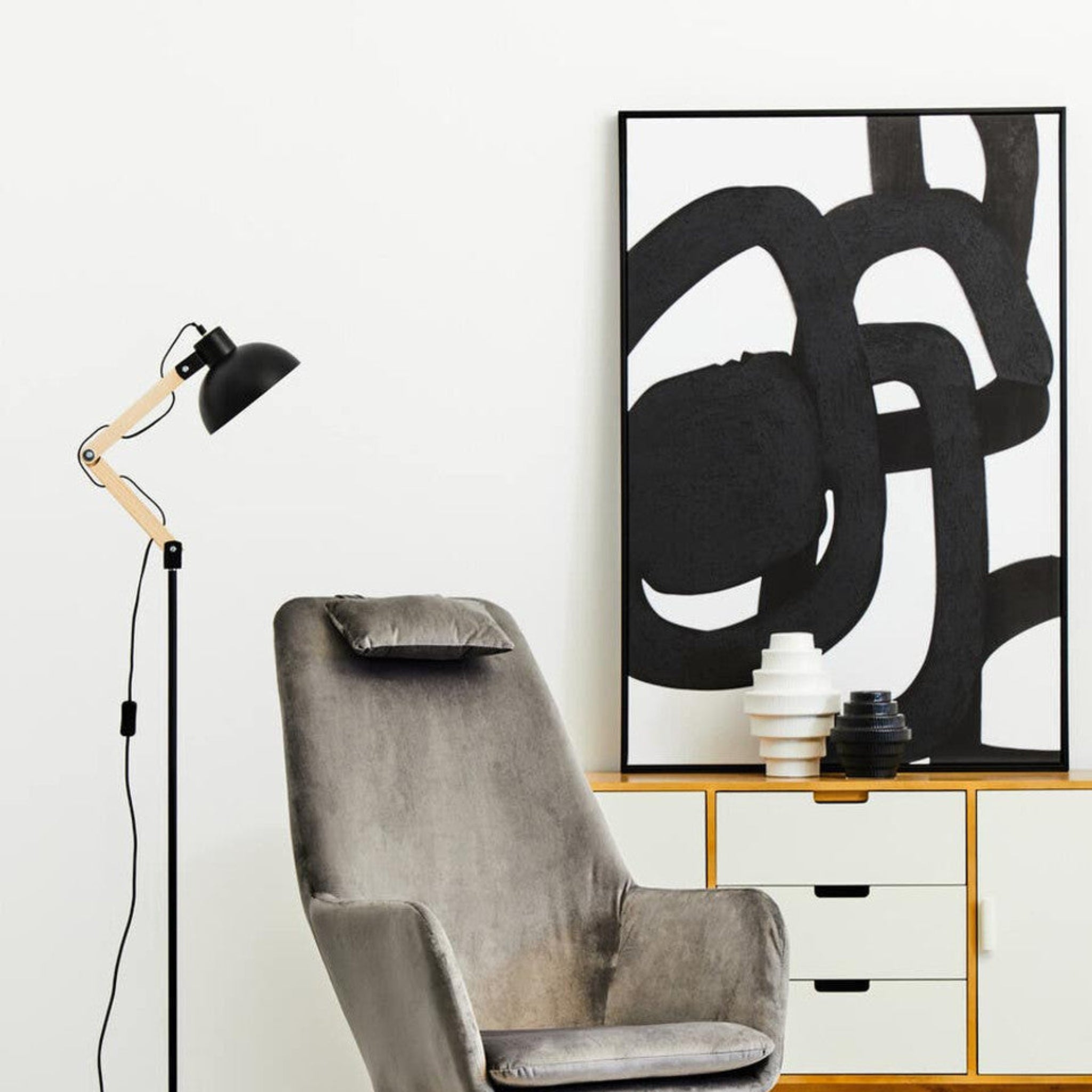 Astratto Set Of Two B&W Abstract Wall Art - Astratto Set Of Two B&W Abstract Wall Art Sterling Home 2