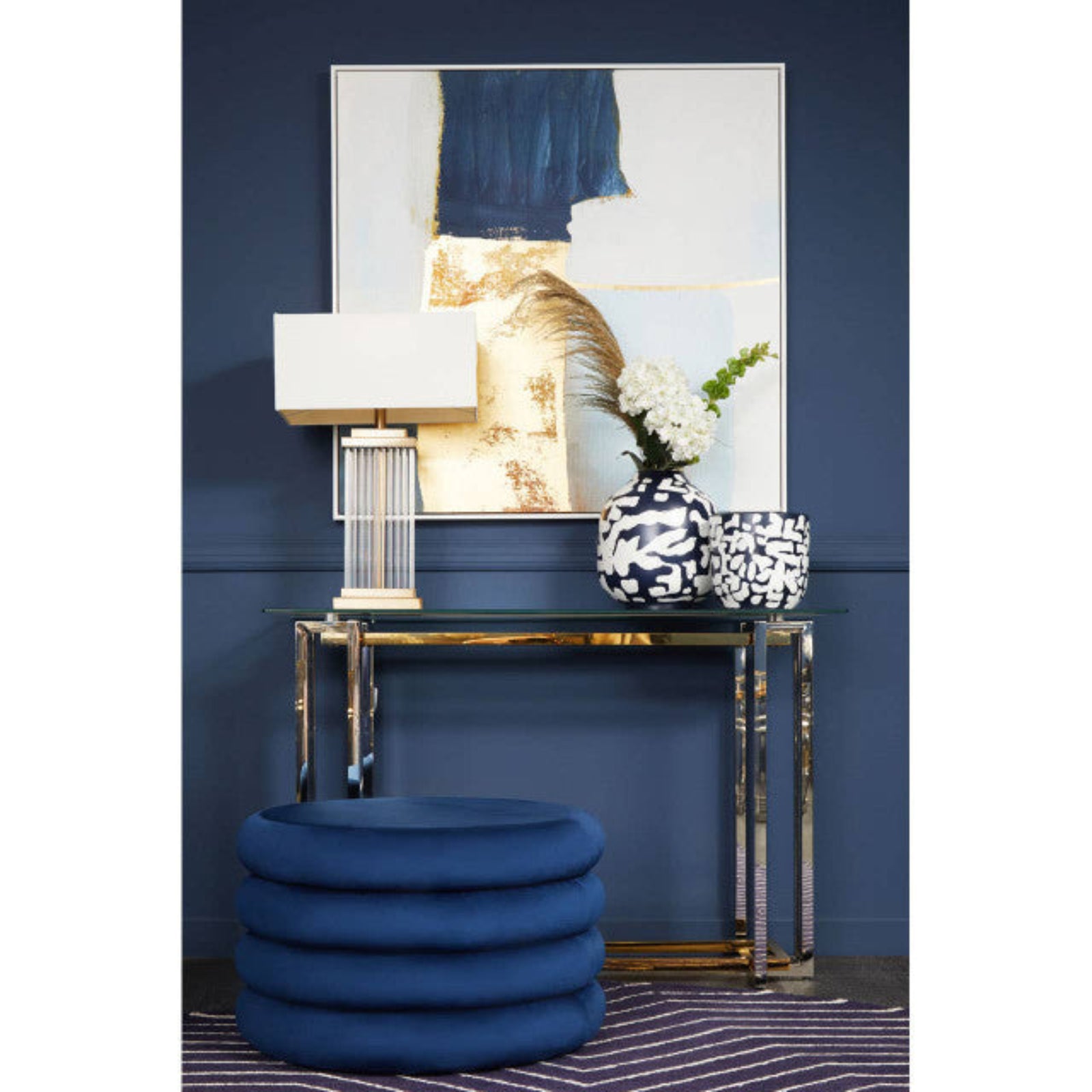 Astratto Blue and Gold Foil Wall Art - DISC Astratto Blue and Gold Foil Wall Art Sterling Home 1