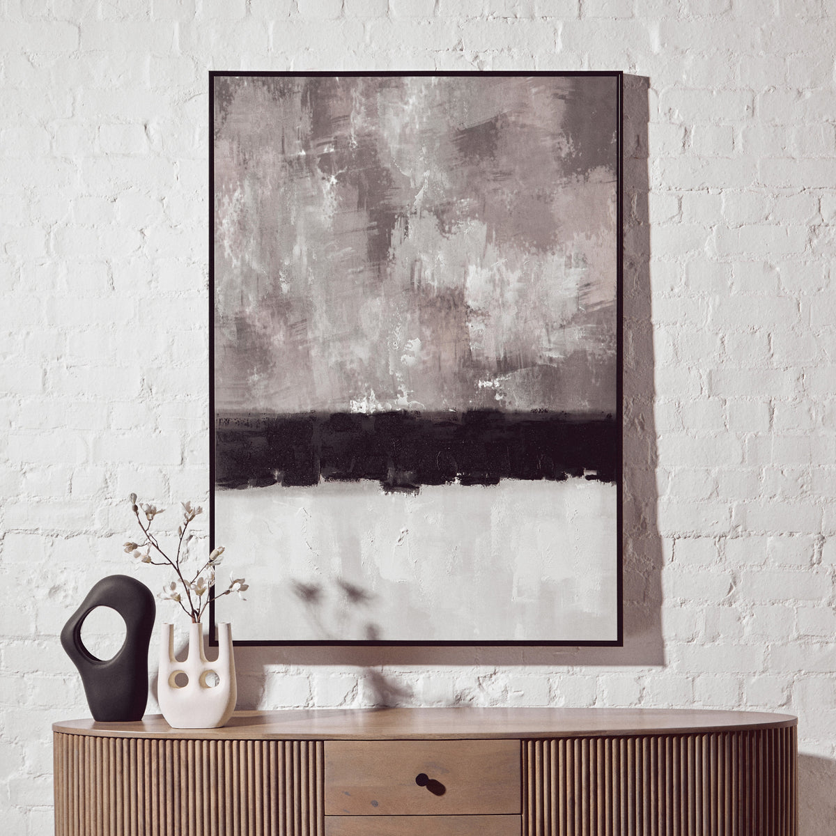 Astratto Monochrome Textured Canvas Sterling Home 1