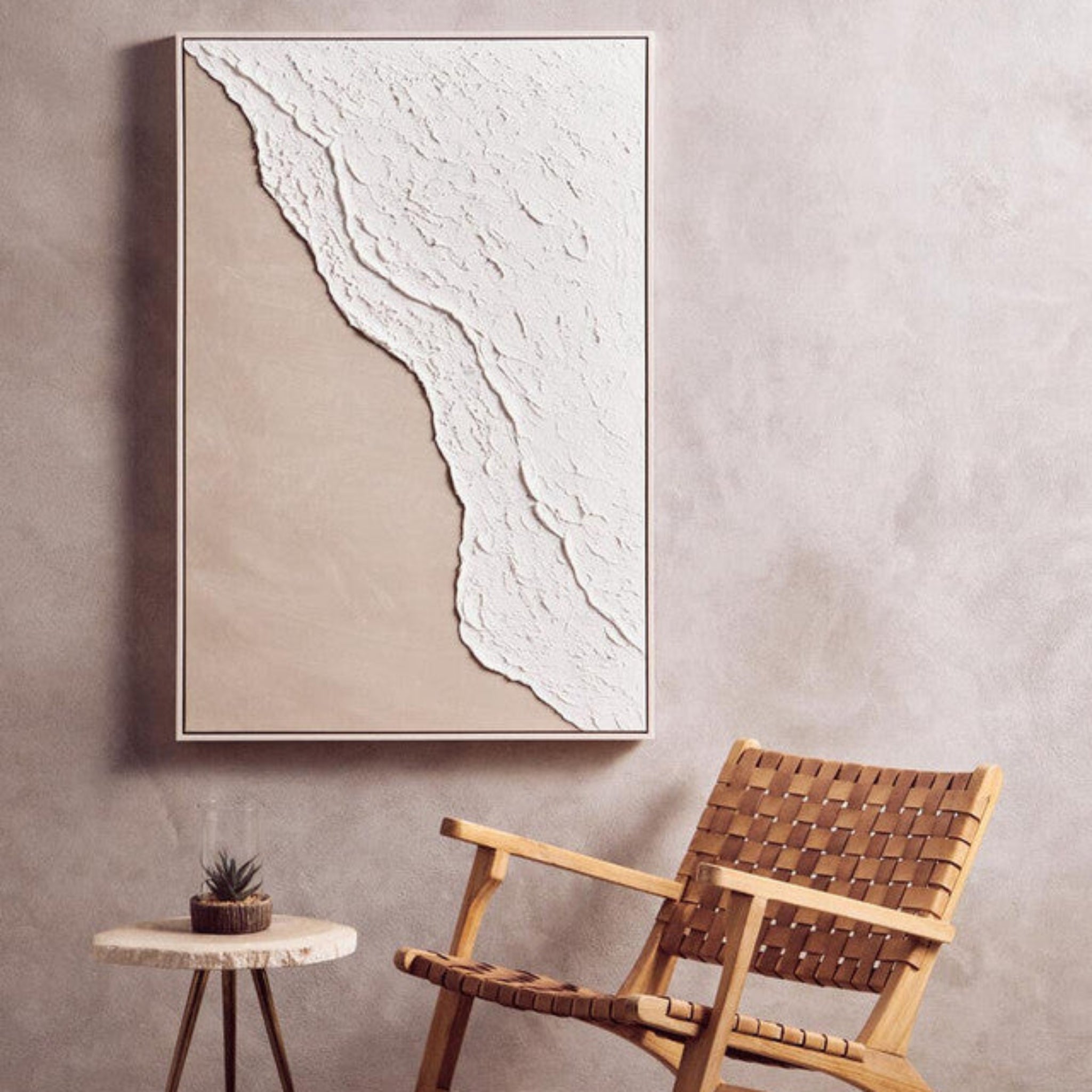 Astratto Canvas Natural & White Textured Plaster - Astratto Canvas Natural & White Textured Plaster Sterling Home 1