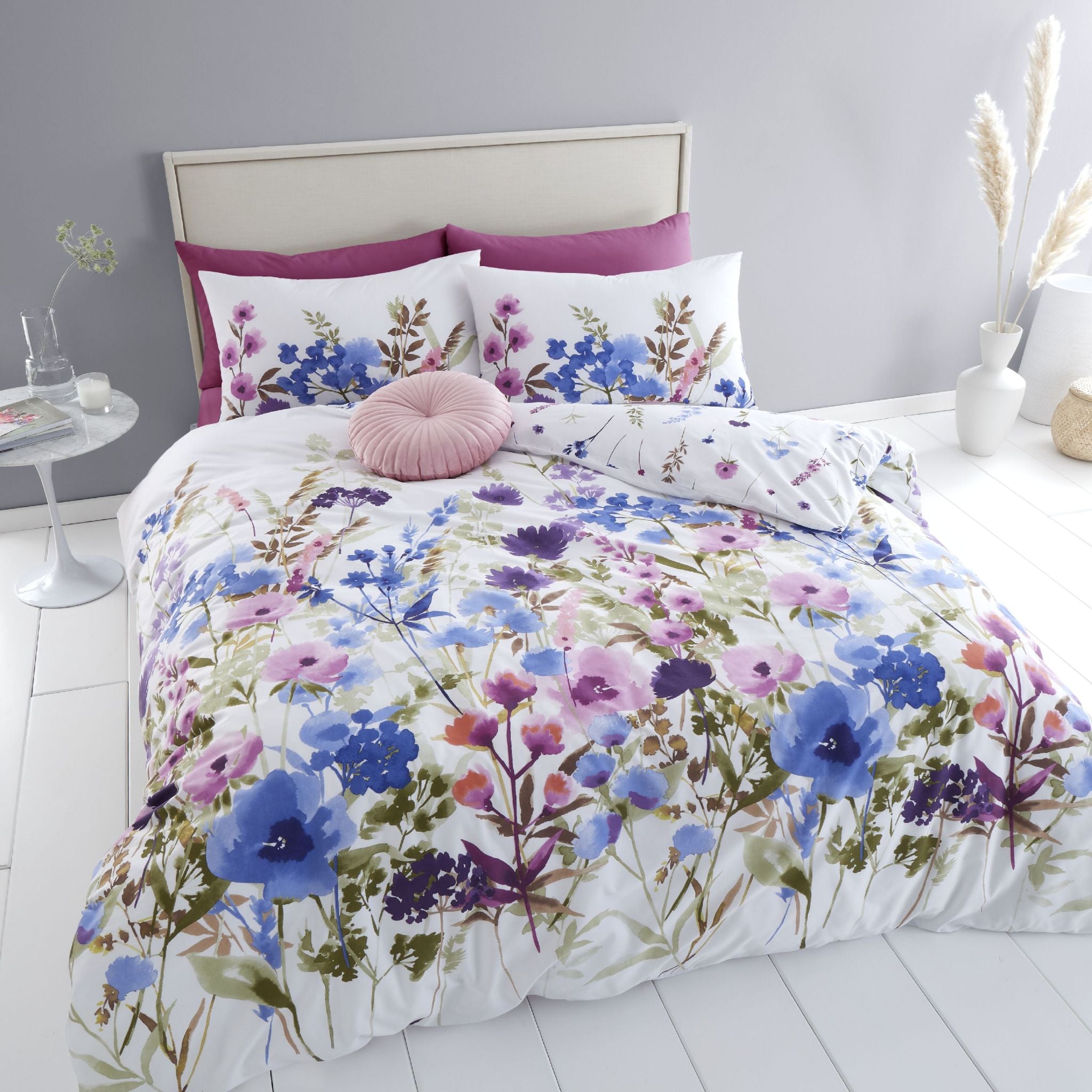 Catherine Lansfield Countryside Floral Duvet Set Pink And Blue Sterling Home 1
