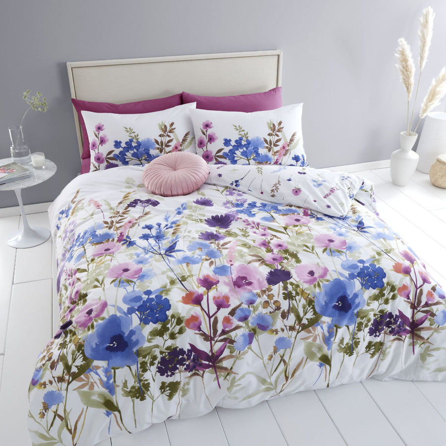 Catherine Lansfield Countryside Floral Duvet Set Pink And Blue Sterling Home 1