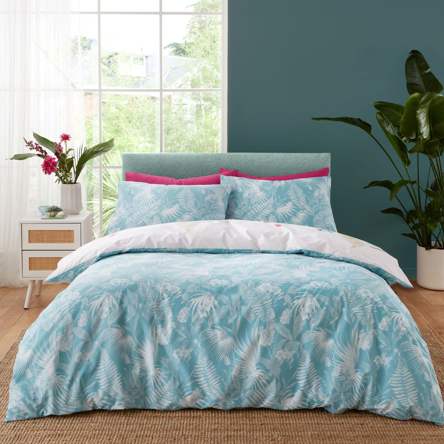 Catherine Lansfield Aruba Tropical Green Floral Duvet Set - Aruba Tropical Floral Duvet Set Sterling Home 2