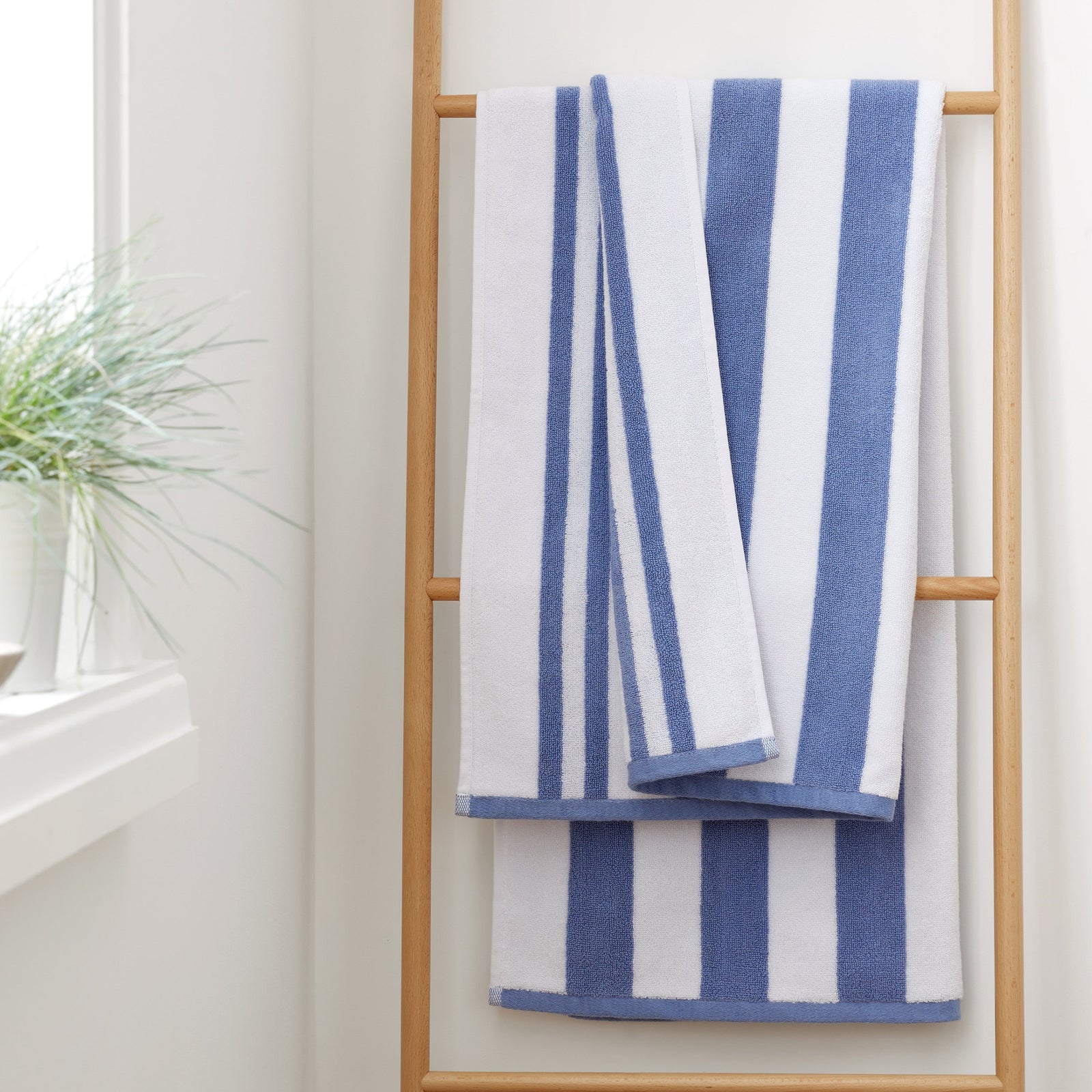 Bianca Stripe Towel Blue - Stripe Bath Sheet Blue Sterling Home 3