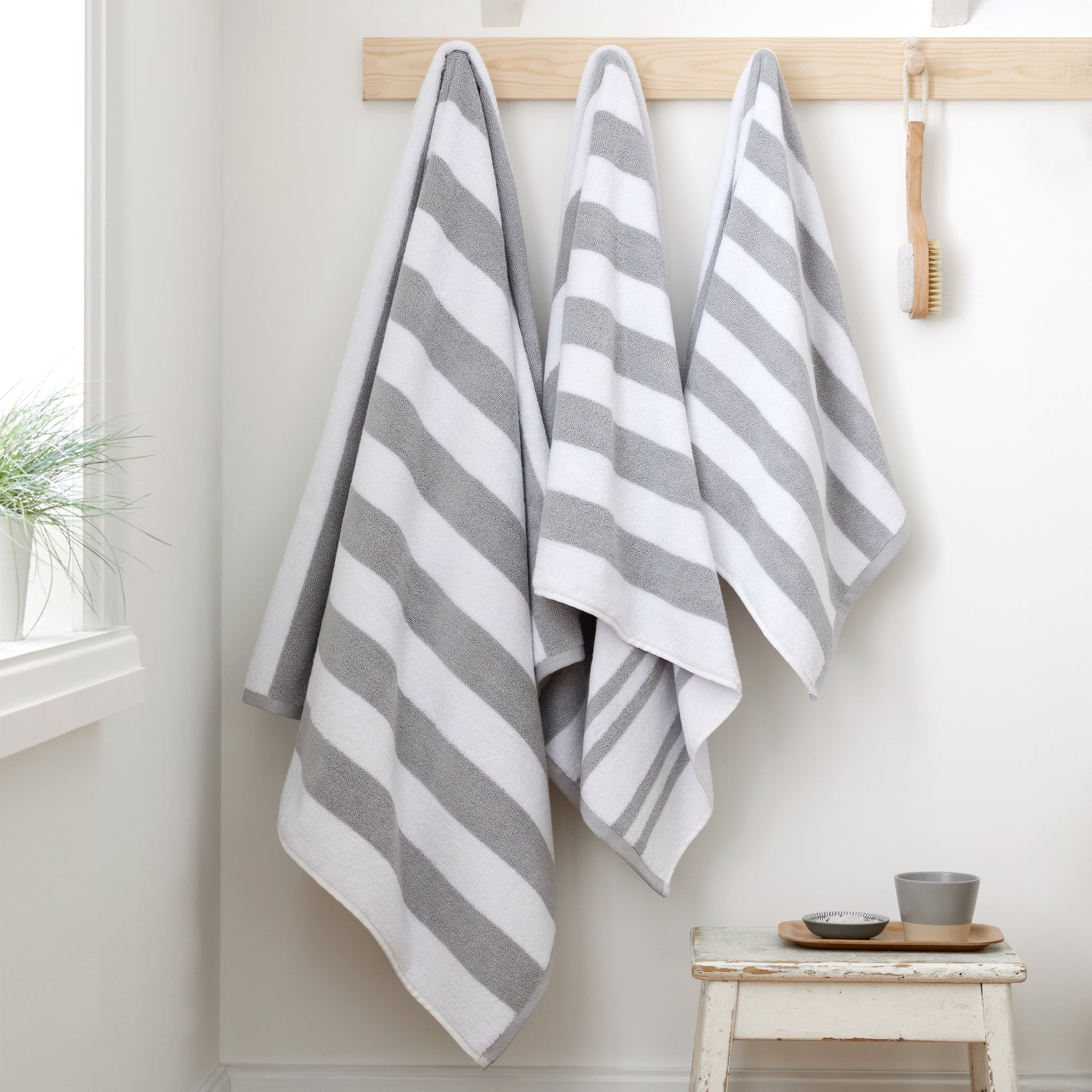 Bianca Stripe Bath Sheet Grey - Stripe Bath Sheet Grey Sterling Home 1