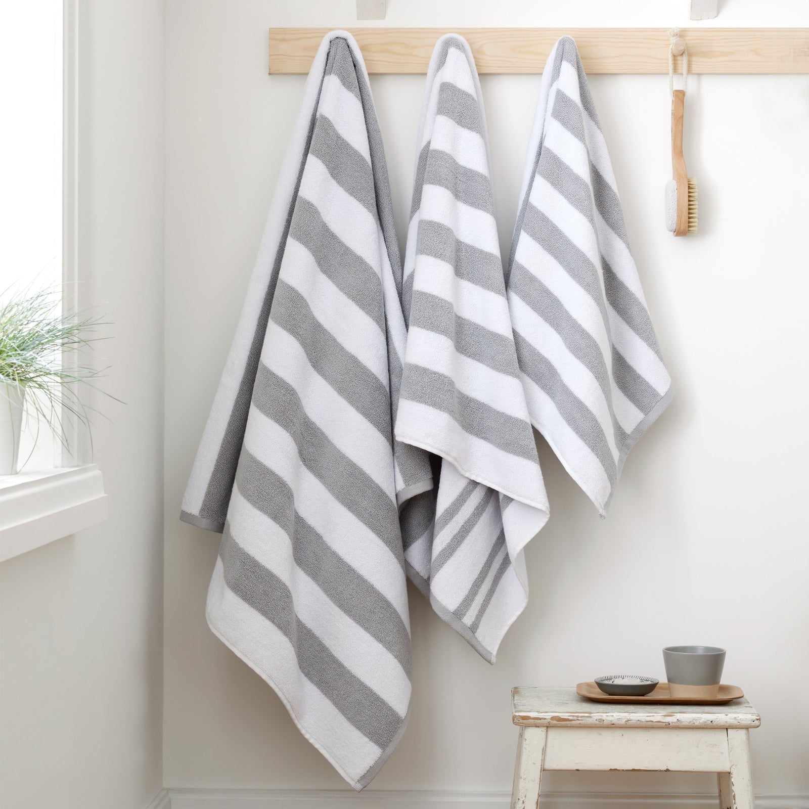 Bianca Stripe Towel Grey - Stripe Bath Towel Grey Sterling Home 1
