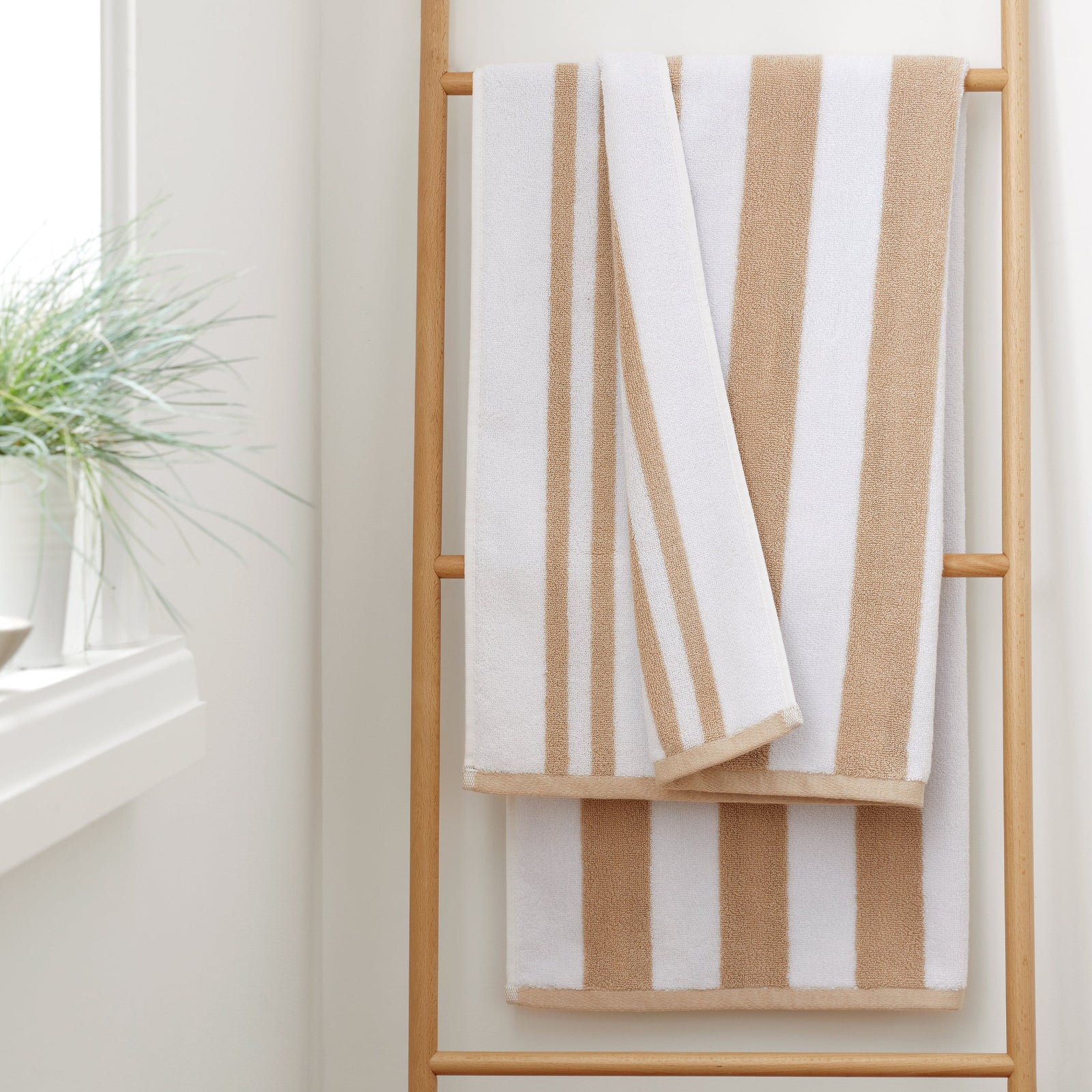 Bianca Stripe Towel Cream - Stripe Bath Towel Natural Sterling Home 4