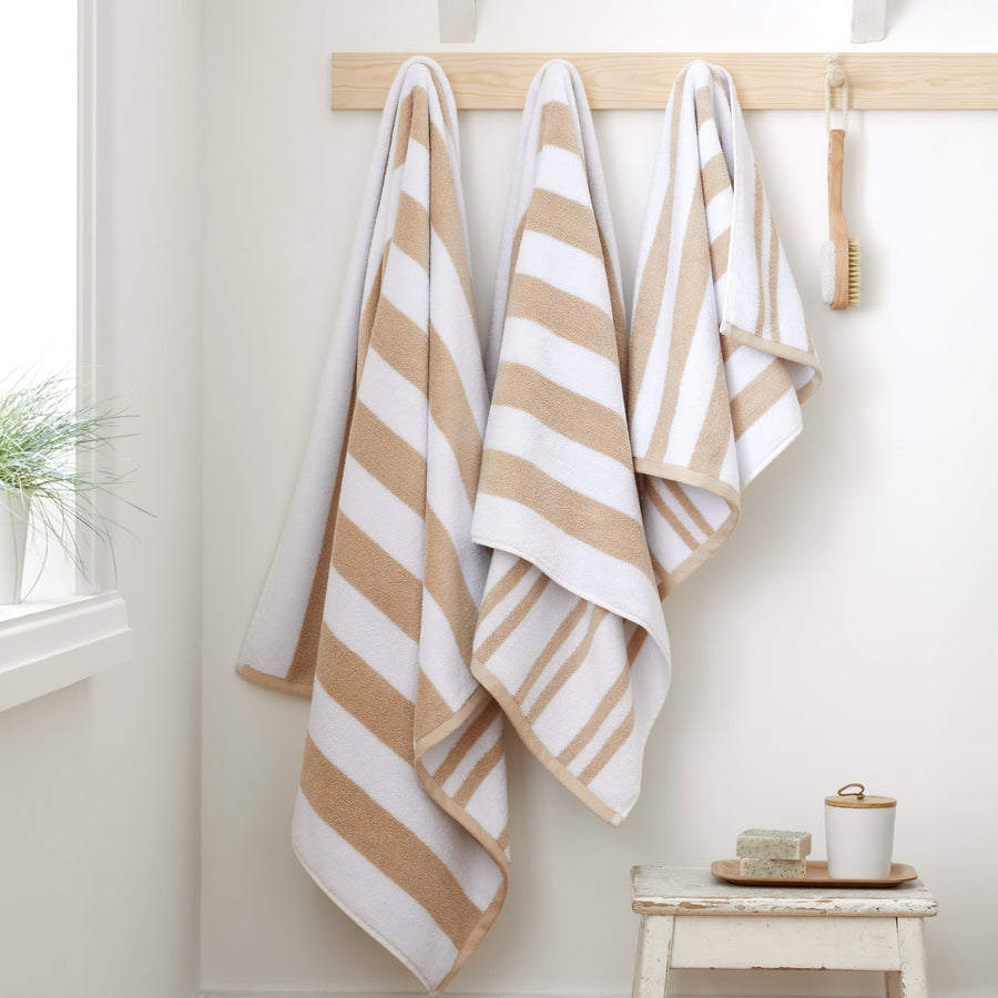 Bianca Stripe Hand Towel Cream - Stripe Hand Towel Natural Sterling Home 1
