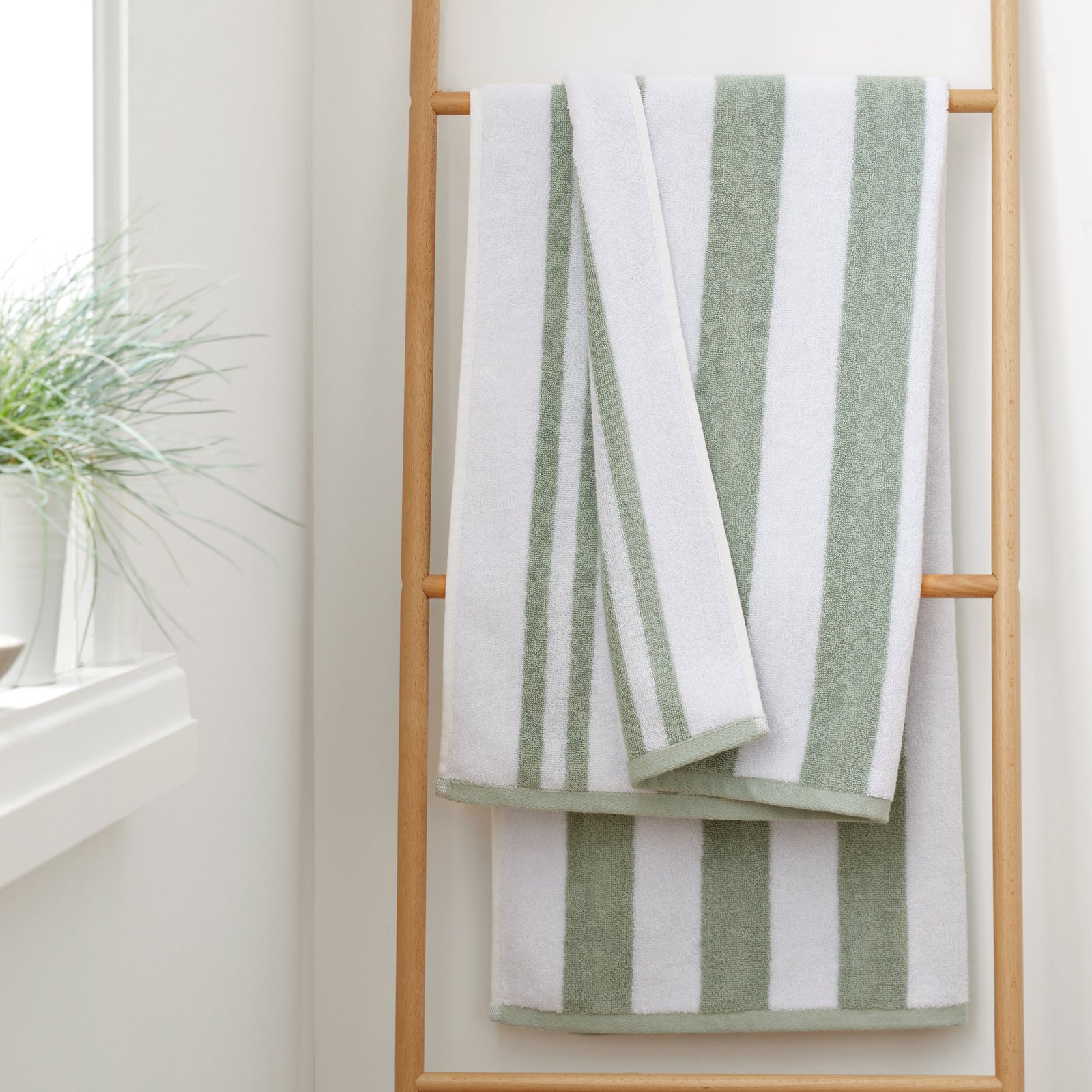 Bianca Stripe Towel Green - Stripe Bath Towel Sage Sterling Home 4