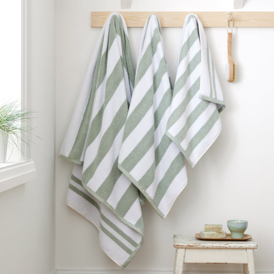 Bianca Stripe Hand Towel Green - Stripe Hand Towel Sage Sterling Home 1