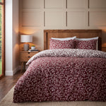 Brushed Grace Red Duvet Set King - CLEARNACE Brushed Grace Floral Leaf Red Duvet Set King Sterling Home 1