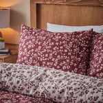 Brushed Grace Red Duvet Set King - CLEARNACE Brushed Grace Floral Leaf Red Duvet Set King Sterling Home 3
