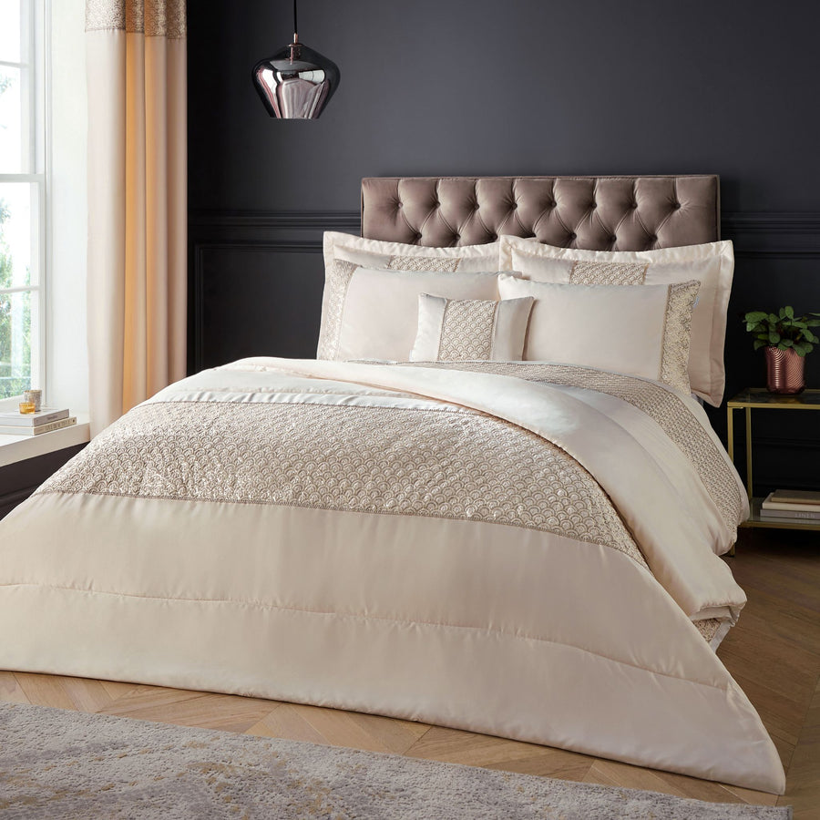 Catherine Lansfield Deco Sequin Champagne Duvet Set - Deco Sequin Champagne Double Duvet Set Sterling Home 1