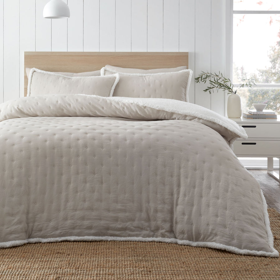 Cozy Nori Sherpa Cream Duvet Set - CLEARNACE Cosy Nori Sherpa Natural Duvet Set King Sterling Home 2