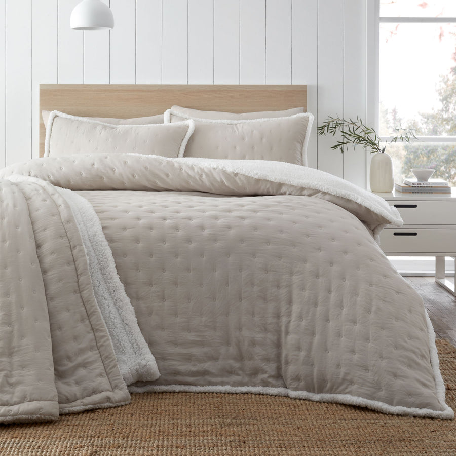 Cozy Nori Sherpa Cream Duvet Set - CLEARNACE Cosy Nori Sherpa Natural Duvet Set King Sterling Home 1