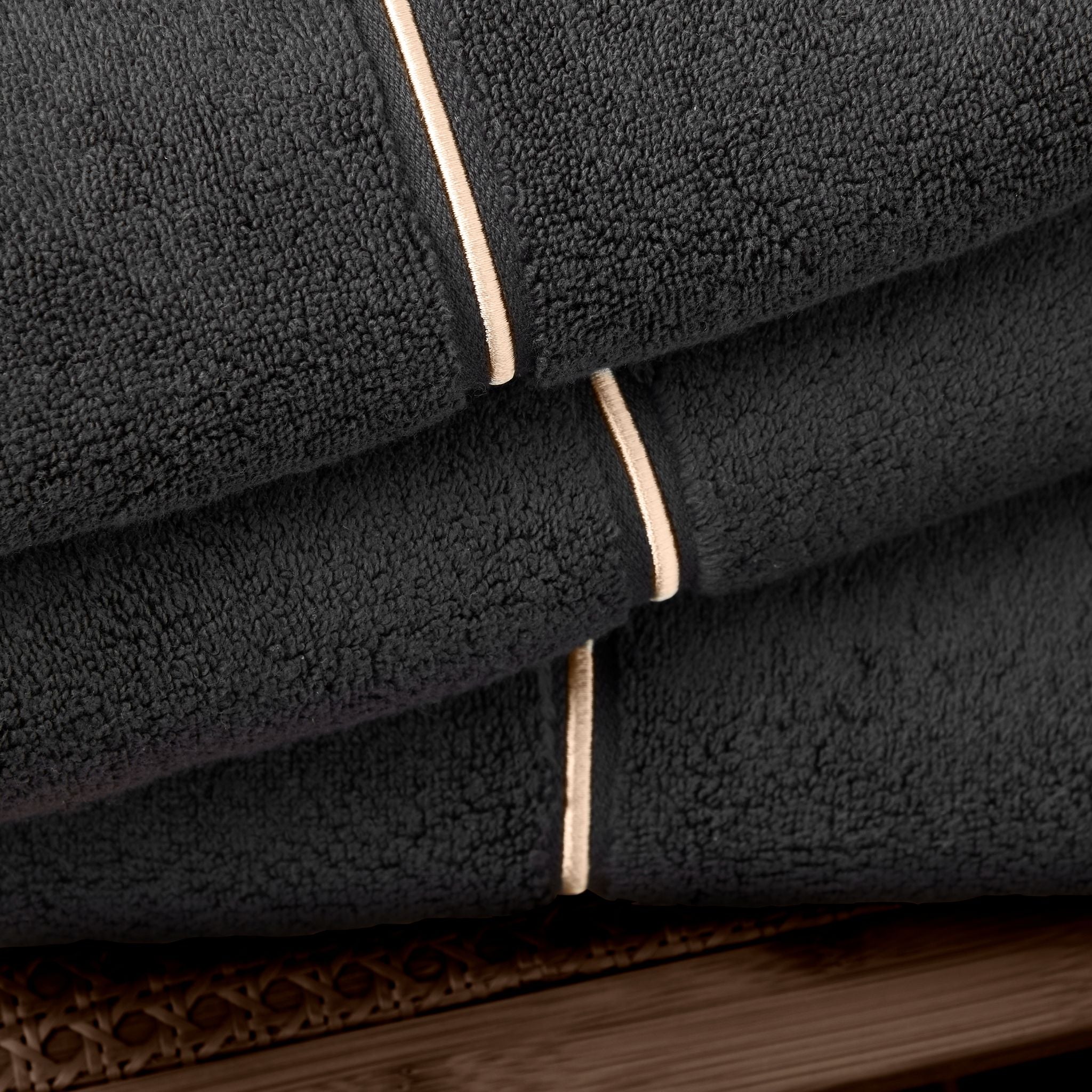 Bianca Satin Stitch Towel Black - Satin Stitch Bath Sheet Black Sterling Home 2