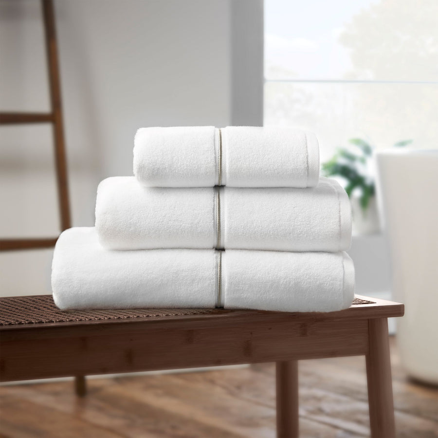 Bianca Satin Stitch Towel White - Satin Stitch Bath Sheet White Sterling Home 2
