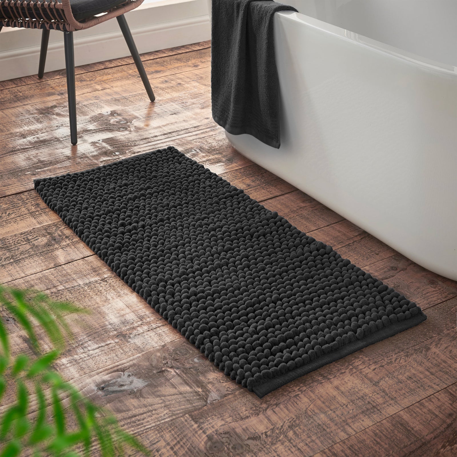 Bianca Aspen Bobble Bath Mat Black - Aspen Bobble Bath Mat Black