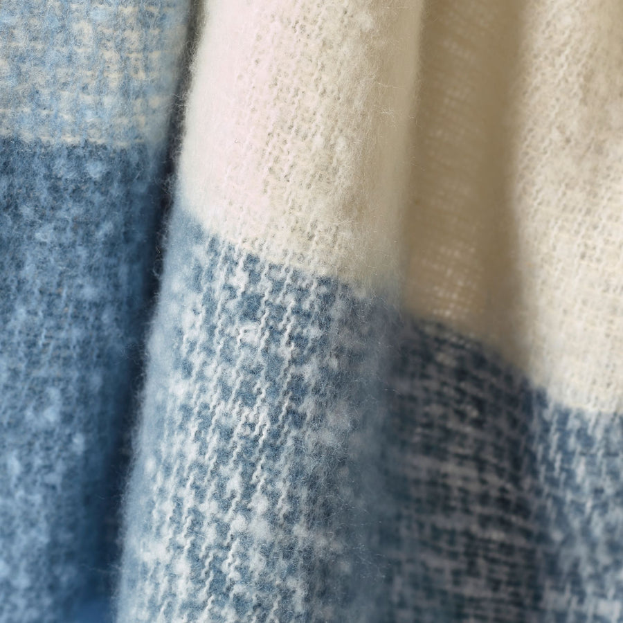 Catherine Lansfield Faux Mohair Check Throw Blue Sterling Home 2