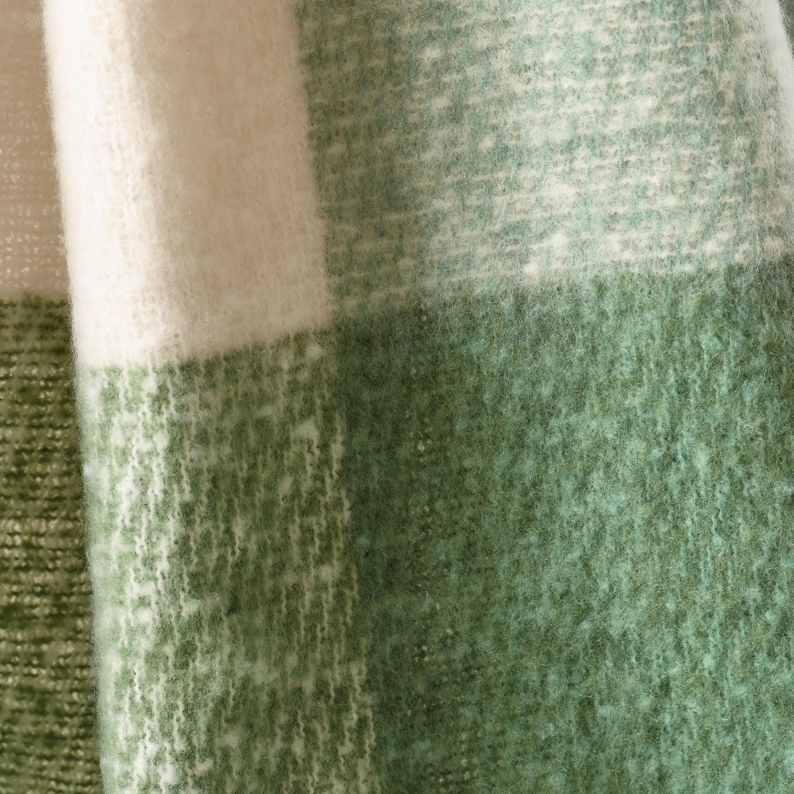 Catherine Lansfield Faux Mohair Green Check Throw - DISC Faux Mohair Green Check Throw 130X170CM Sterling Home 3