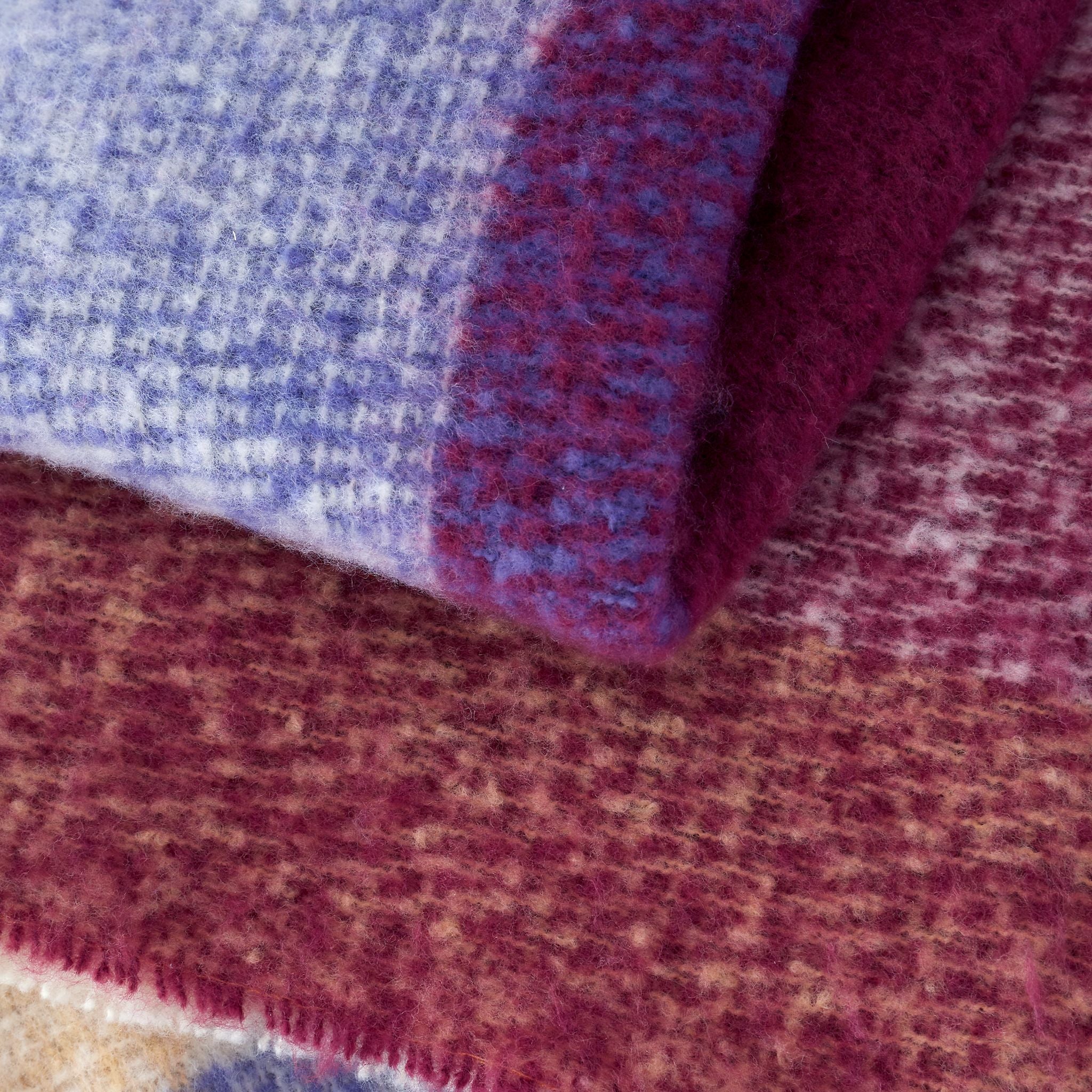 Catherine Lansfield Faux Mohair Purple Check Throw - DISC Faux Mohair Check Throw Plum 130x170CM Sterling Home 3