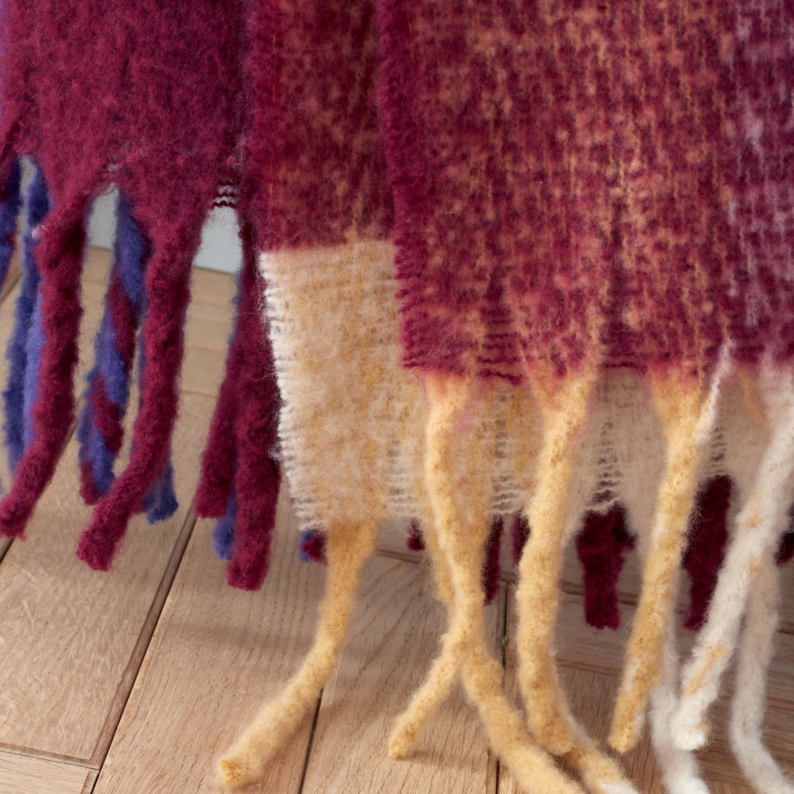 Catherine Lansfield Faux Mohair Purple Check Throw - DISC Faux Mohair Check Throw Plum 130x170CM Sterling Home 2