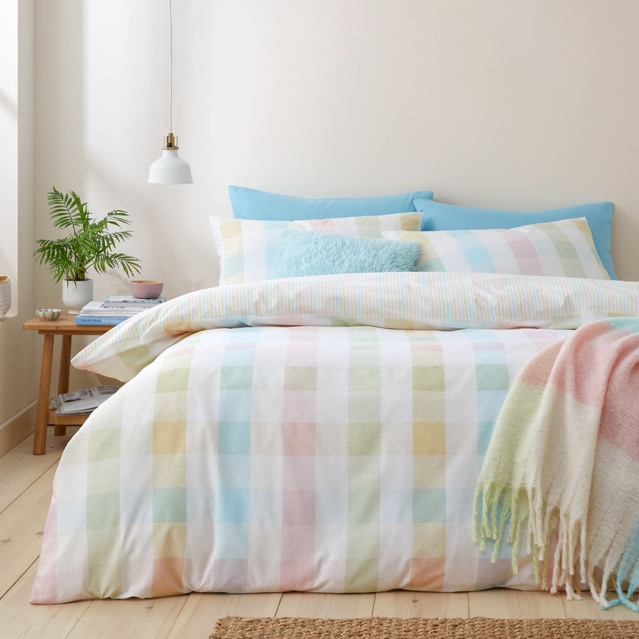 Catherine Lansfield Spring Check Duvet Set Pastel Sterling Home 1