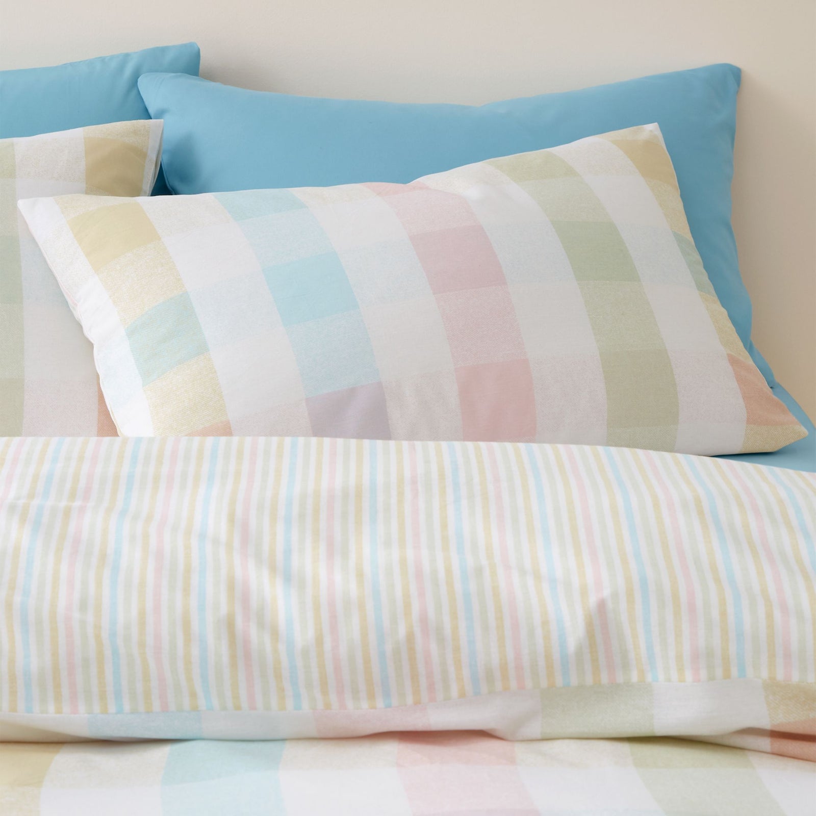 Catherine Lansfield Spring Check Duvet Set - SALE Spring Check Single Duvet Set Pastel Sterling Home 2