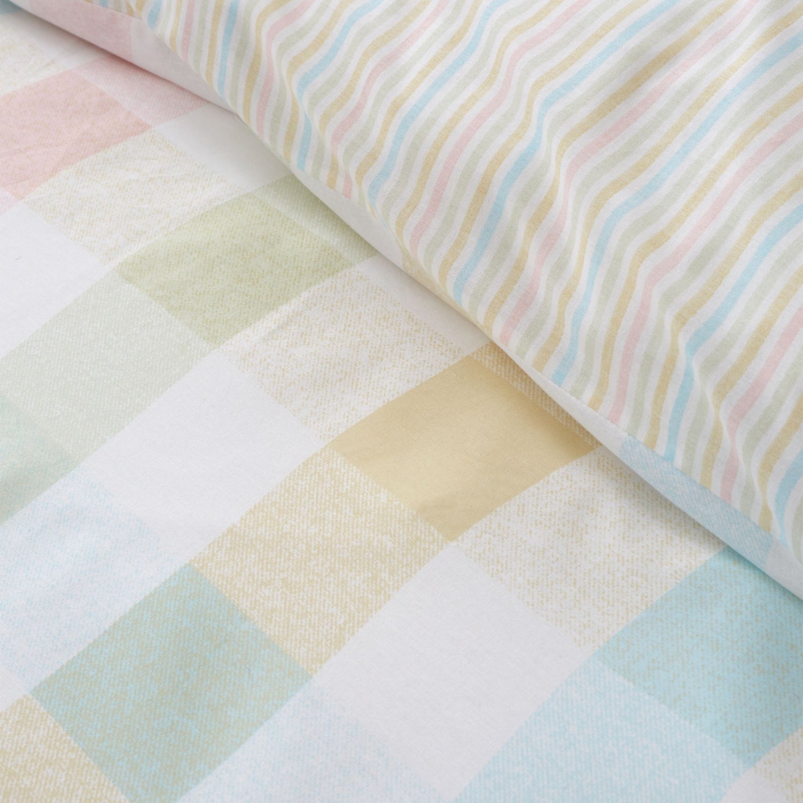 Catherine Lansfield Spring Check Duvet Set - SALE Spring Check Single Duvet Set Pastel Sterling Home 3