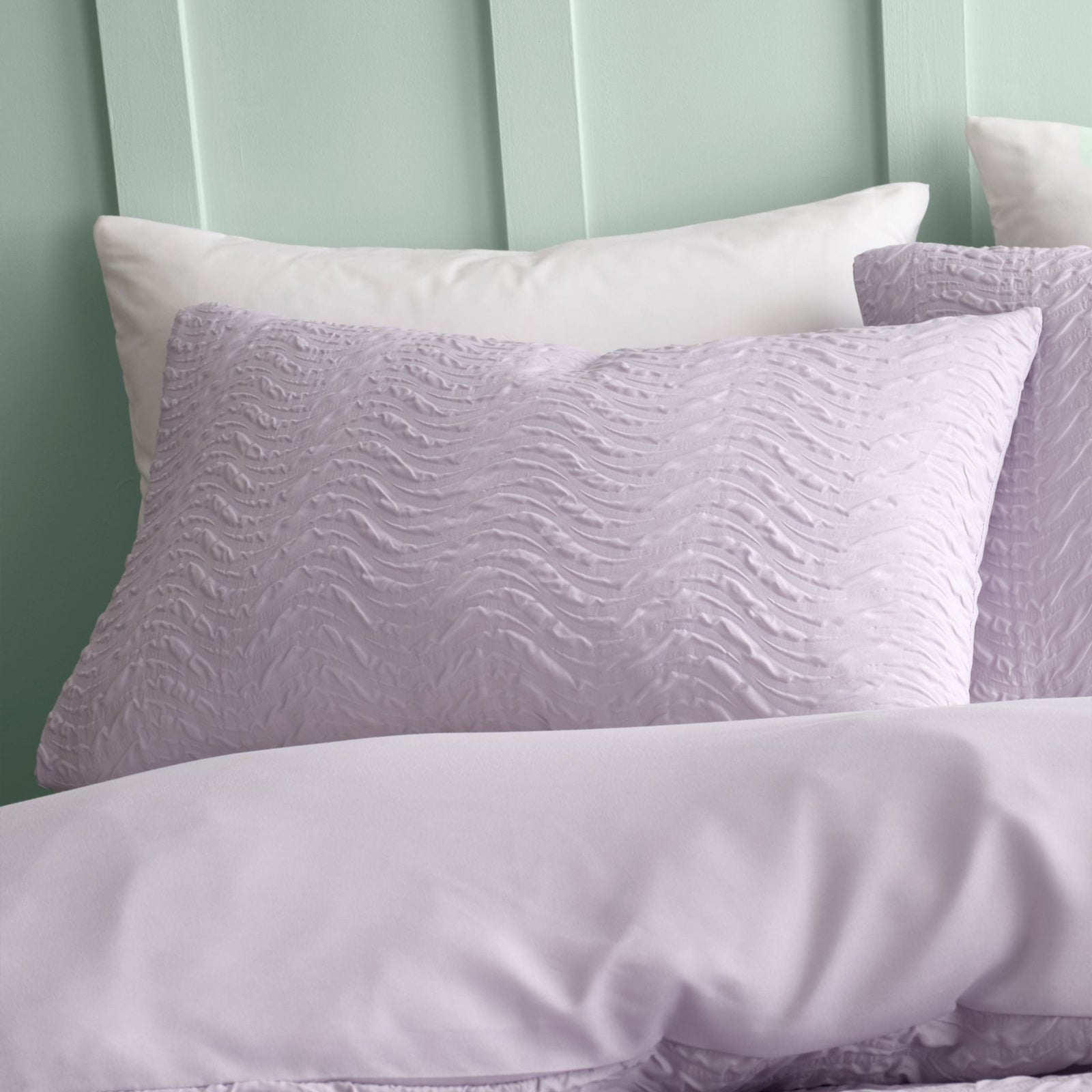 Catherine Lansfield Heatset Wave Purple Duvet Set - Heatset Wave Lilac Duvet Set Double Sterling Home 2
