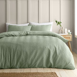 Catherine Lansfield Heatset Wave Green Duvet Set