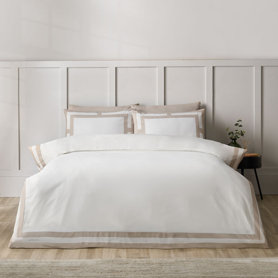 Catherine Lansfield So Soft Mono Panel Cream Duvet Set - So Soft Mono Panel Natural Duvet Set King Sterling Home 1