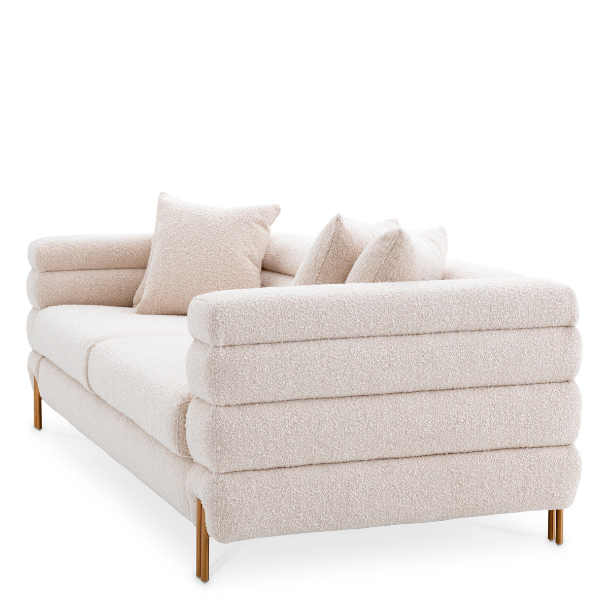 Eichholtz York 3 Seater Sofa Boucle Cream With Brushed Brass Legs - 3 Seater Sofa Boucle Cream 3 Seater Sofas Sterling Home 5