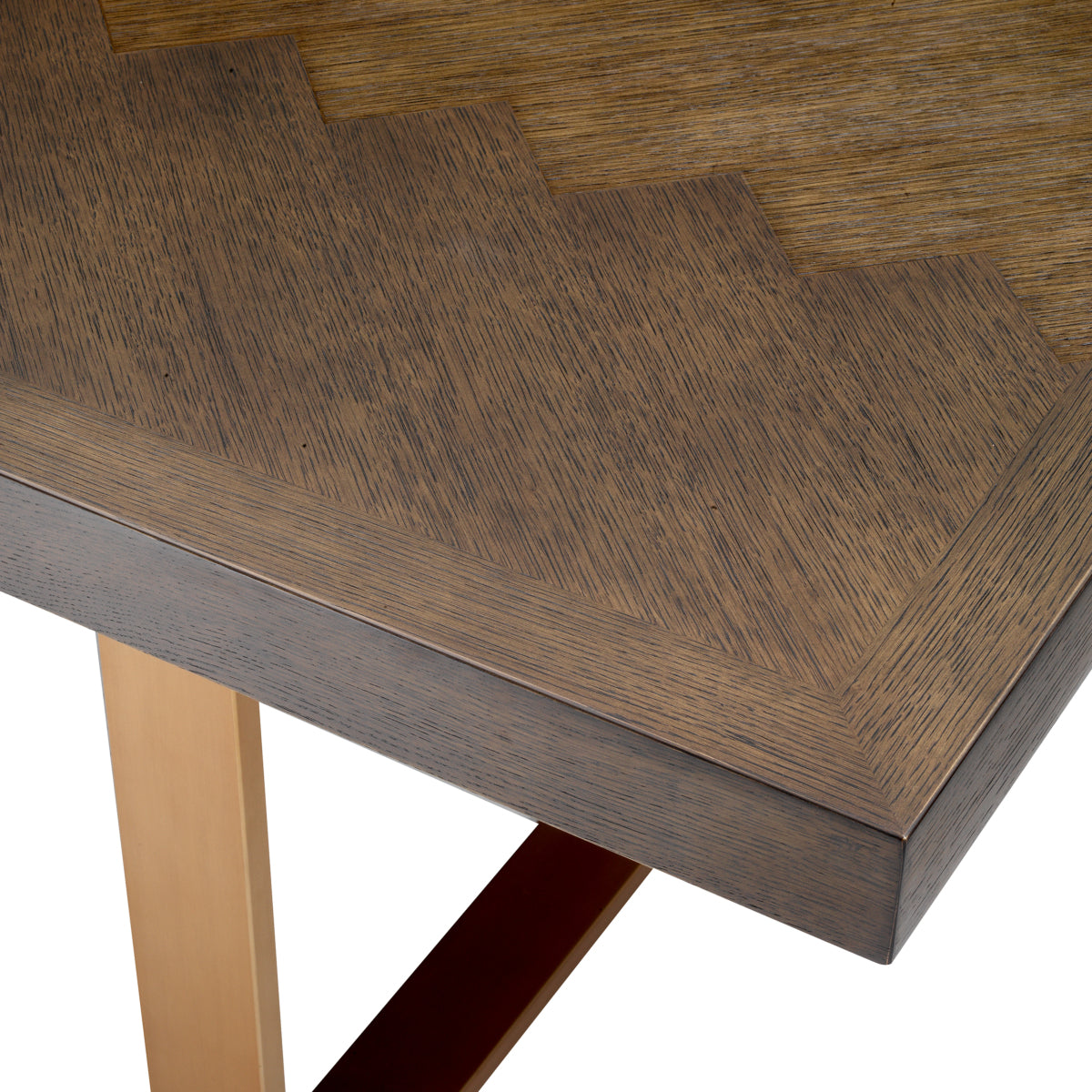 Eichholtz Melchior Dining Table 300cmBrown Oak Veneer / Brushed Brass Finish - Dining Table 300cm Brown Oak Veneer / Brushed Brass Finish Dining Tables Sterling Home 5
