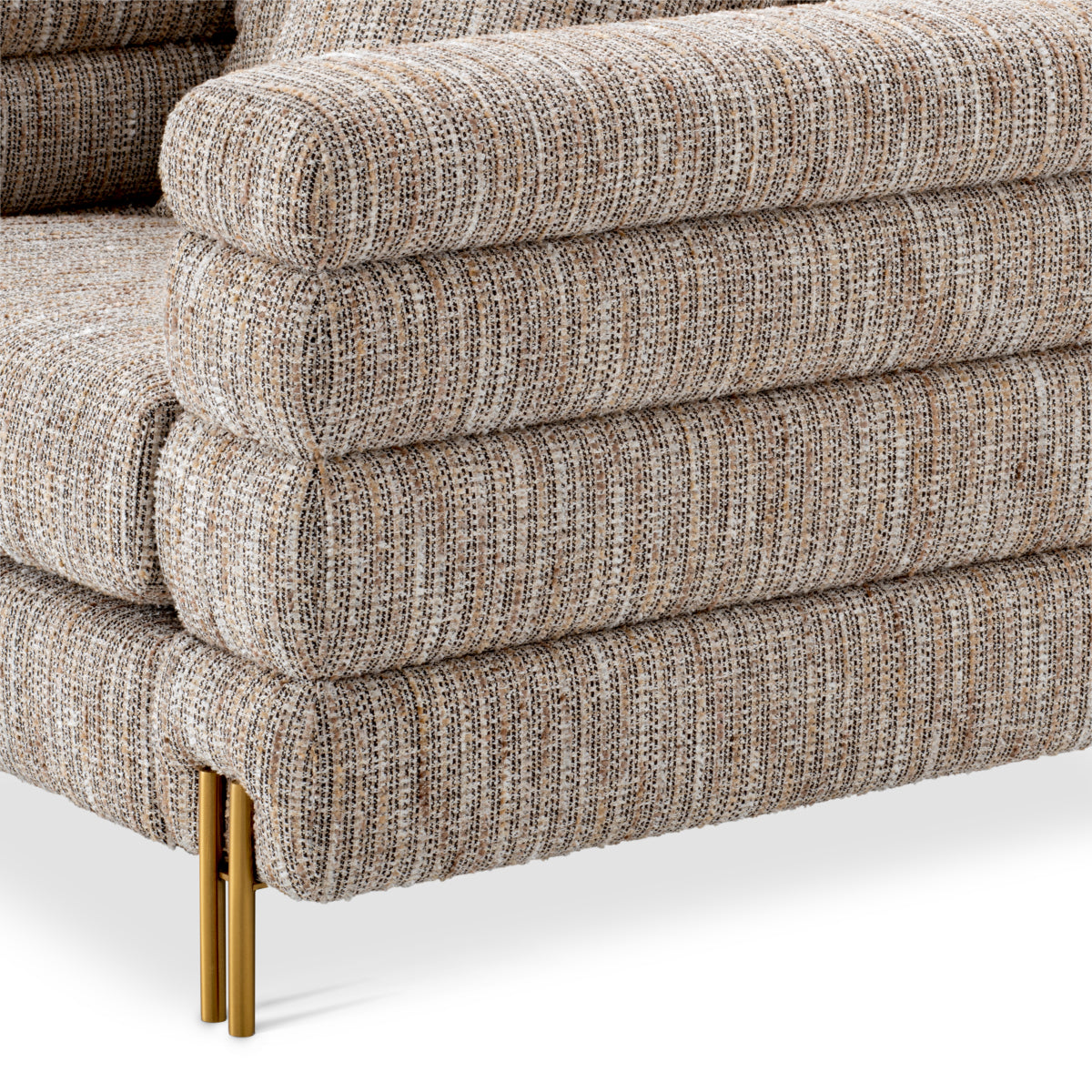 Eichholtz York Armchair Mademoiselle Beige Brushed Brass Legs - Armchair Mademoiselle Beige Armchairs Sterling Home 5