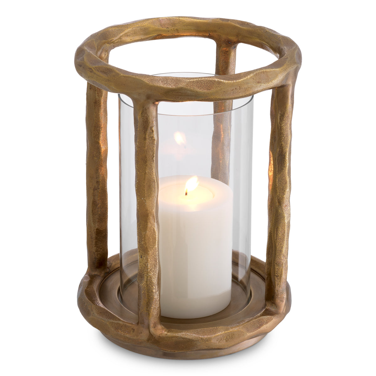 Eichholtz Throne Hurricane Lamp Vintage Brass Finish Clear Glass - Hurricane Throne Vintage Brass Finish Clear Glass Accessories Sterling Home 5