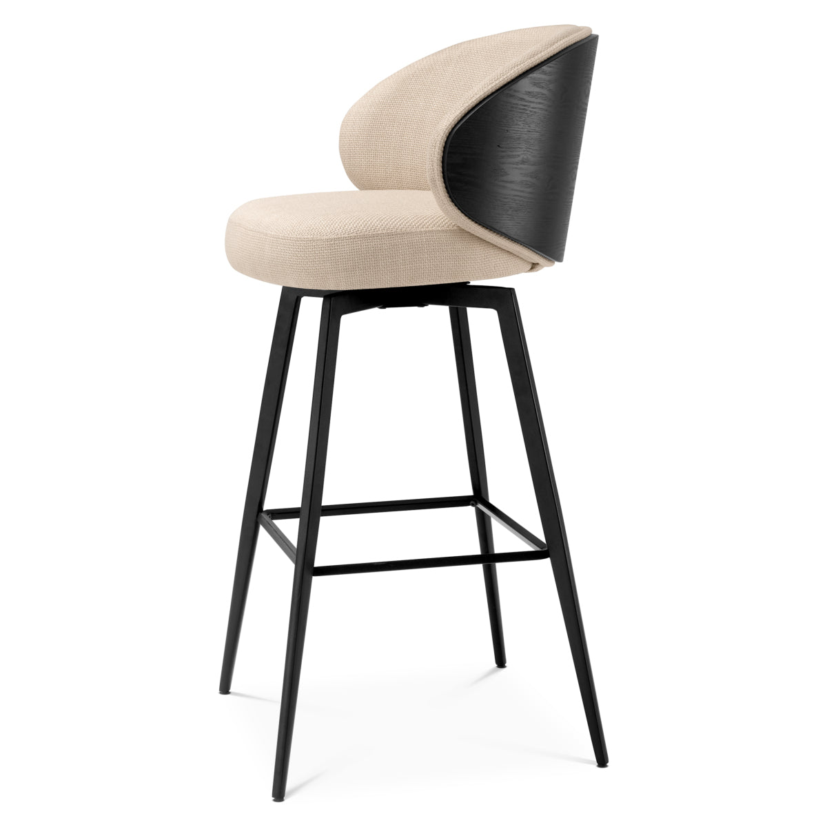 Eichholtz Camerota Swivel Bar Stool Scalea Sand Black Wooden Back & Legs - Swivel Bar Stool Scalea Sand Black Wooden Back Dining Chair Sterling Home 5