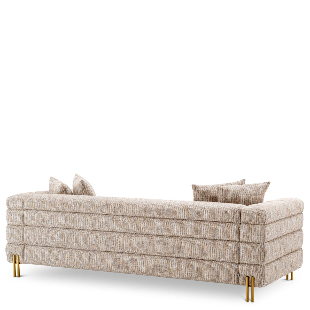 Eichholtz York 3 Seater Sofa Mademoiselle Beige Brushed Brass Legs - 3 Seater Sofa Mademoiselle Beige 3 Seater Sofas Sterling Home 5